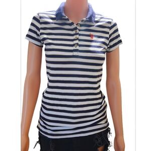 U.S. Polo Assn. Navy and White Striped Polo Shirt. Size XS.